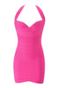 Women Halter V‑Neck Bandage Mini Dress Back Zipper Bodycon Wrap Short Pencil Dresses Evening Club Party Night Out Outfit
