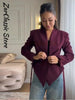 Elegant Lace Up Blazer Jacket Waist Cinching Irregular Hem V Neck Single Breasted Women's Suit Lady Commute Clothing