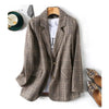 Autumn Vintage Single Breasted Office Plaid Blazer Ladies Long Sleeve Korean Loose Suit Jacket Women Blazers Female