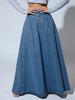 Denim Skirts Women Long Skirt A Line Single Breasted High Waist Jeans Vintage Maxi Simple Casual Elegant Splice Y2k Streetwear