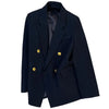 Navy Suit Jacket Blazers Women Spring Autumn Jacket Casual British Office Lady Suit Metallic Button