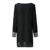 Dresses For Women Elegant Shiny Mesh Stitching Long Sleeve Robe Solid Color V Neck Mini Dress Evening Party Dresses Vestido