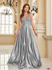 Elegant Sequins Evening Dress For Women Deep V-neck Satin Prom Party Green Dress Floor Length Blue Formal Gowns