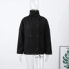 Elegant Women's Coat High Stand Collar Full Sleeve Double Breasted Solid Female Coats Autumn High Street Lady Top