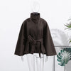 Solid Faux Woolen Maxi Coats Women Waist-cinching Single-breasted Shoulder Pad Lapel Overcoats Ladies Winter Streetwear