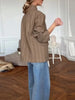 Chic Plaid Women's Blazer Jacket Stand Collar Full Sleeve Single Button Female Coats Spring Casual Commute Lady Outwear