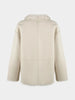 IG Women Cream White Reversible Stand Collar Single Button Mid-Length Coat, Patch Pockets, Winter Warm Elegant Casual Commute