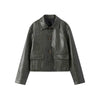 Women's Crocodile Embossed Short Jacket Round Neck Long Sleeve Single Breasted Coat Vintage Y2K Streetwear Autumn Casual Outfit