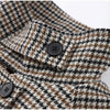 Turtleneck Short Checkered Coat Women Double Breasted Long Sleeve Outerwear Autumn Lady Daily Casual Jacket
