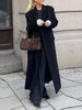 Elegant Solid Women Long Coat Single Breasted Turn-down Collar Loose Full Sleeve Lady Coats Spring Lady Street Outwears