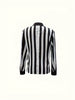 Casual Black and White Striped Print Vintage Blazers Women Fall Clothes Coat Notched Collar Single Breasted Outerwears