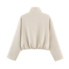 Women Minimalist Chic Pleated Zipper Jacket Early Autumn/Fall Street Elegant Jacket Commute Leisure Jacket