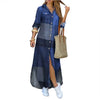 Spring Autumn Casual Shirt Long Dress Elegant Long Sleeve Button Loose Holiday Party Dresses For Women Robe Femme