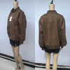 American Retro Brown Faux Suede Coat Women Lapel Solid Zipper Short Jacket Autumn Winter Long Sleeve Zipper Outwear