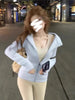 Streetwear Black Hoodie Coat Women's Clothing Hooded Zipper Slim Fit Y2k Jackets Casual Sweatshirts Tops Ropa Mujer