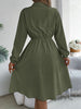 Autumn Winter Dresses for Women Casual Solid Color Button Tie Up Long Sleeved Shirt Dress Blue Green Black Red Woman Clothing