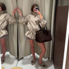 Printed Oversized Drawstring Waist Jackets Women Street Stand Collar Full Sleeve Zipper Slim Coats Autumn Chic Ladies Outerwears