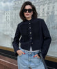 Retro Denim Military Short Jackets Women Chic Solid Stand Collar Single Breasted Slim Coat Lady Daily Street Outerwear