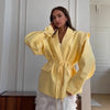 Elegant Commute Suit jacket Female Lace-Up Loose Pocket Patchwork Lapel Party Looks Outwear For Women Bandage Coat jacket