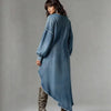 Loose Denim Dress for Women Sexy V-Neck Lantern Sleeve High Low Irregular Hem Maxi Dress Elegant Ladies Spring Casual Dresses
