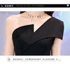 Host evening dress, light, niche one shoulder black long dress, fishtail, one shoulder dress, female
