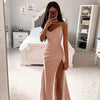 Women's Spring Bra Shrink Pleated Split Satin Dress Sexy Slim Fit Wrap Hip Dress