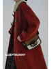 Lamb Wool Collar Duffle Coat Women Long Wool-Like Overcoat Elegant Loose Fit Warm Winter Outerwear Clothing