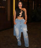 Women's Patchwork Asymmetric Jeans High Street Holes Wide Leg Vintage Casual Streetwear Denim Trousers