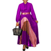 Elegant Women Dresses Bow Collar Full Sleeve Belt Waisted Ankle Length Ladies Birthday Party Dinner Dress Cloth
