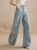 Women's Plus Size Y2K Straight Leg Jeans Stretch Washed Denim Embroidery Design Comfortable