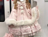 Japanese Viange Outerwear Clothing Warm Bow Ruffles Hooded Ponchos Lolita Style Sweet Kawaii Capes Coat Women Autumn Winter