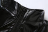 Cyber Y2k Punk Faux Leather Crop Jackets Gothic Grunge Streetwear Coats Zip Up Female High Shoulder Cardigans
