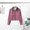 Oversized Tie Waist Short Trench Coat Stand Collar Long Sleeve Patch Pockets Spring Chic Daily Casual Women Jacket