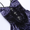 Victoria Gothic Velvet A-line Dresses Female Elegant Evening Lolita Partywear Grunge Sling Lace Hem Alt Cloth