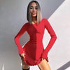 Women Spring Autumn Long Sleeve Knitted Streetwear Bodycon Short Mini Dress Items For Business