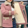 Winter Lambswool Coat With Velvet Padded Mother Fur Coat Woman Parkas Cotton Clothes Female Outerwear 5XL