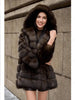 Brown Hooded Women's Faux Mink Fur Coat Thick Autumn Winter Chic Cardigan Mid Length Loose Warm Jackets 2DB4632