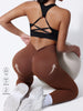 V-Back High Waisted Yoga Leggings Seamless Knit Tights for Women Quick Dry Butt Lifting Slim High Elastic Leggings