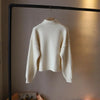 Korean Women's Knitted Sweater Double Zipper Stand Collar Coat Autumn Winter Casual Versatile Loose Cardigan Tops 3XL
