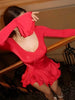 Flare Sleeve Ruffle Sexy Mini Dress Women Robe Irregular Single-breasted V Neck High Waist Slim A-line Club Dress