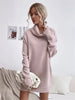 Women's Autumn Winter Knit Dress Solid Color Loose Turtleneck Comfortable Sweater Style Gown