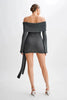 Off Shoulder Knit Sweater Dress Women Irregular Lace Up Slim Patchwork Twist Short Dresses Party Evening Elegant Dress