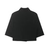Elegant Solid Crop Blazer Jacket Women Chic Half Sleeves Lapel Loose Short Single Button Coat Lady Daily Street Outerwear