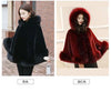 Black Fur Coat Women's Winter Shawl Cape Style Short Imitation Fox Fur Thick Hooded Windbreaker Female Warm Faux Fur Cloak