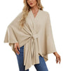 Elegant Shawl Wraps Soft Open Front Poncho Sweater Women Loose V-Neck Cape Casual Solid Color Soft Open Front Poncho Bat Shirt