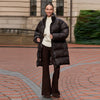 Printed Women's Winter Jacket Hooded Mid Length Padded Coat Belted Waist Padded Coat Vintage Leopard Print Winter Warm Wear