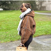 Elegant Hooded Plush Short Coat Women Retro Chic Suede Single Breasted Jackets Coats Female Winter Casual Street Outwear