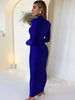 Shoulder Padded Long Sleeve Bodycon Green Party Club Maxi Long Dress Spring Autumn Women Elegant Clothes