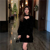Red Velvet Elegant Party Women's Mini Dresses Christmas Wram French Vintage Dress Ladies Casual Korean Vestidos Year