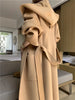 Mid-Length Autumn and Winter Hooded Double Sided Cotton Cashmere Coat Female 100% Wool Loose Thick Woolen Coat
